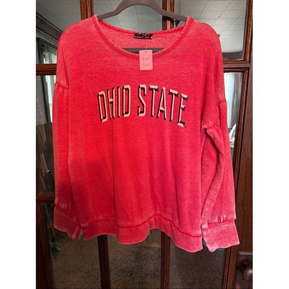 Gameday Couture Ohio State Buckeyes Red Mineral Wash Puff Sleeve Sweatshirt M